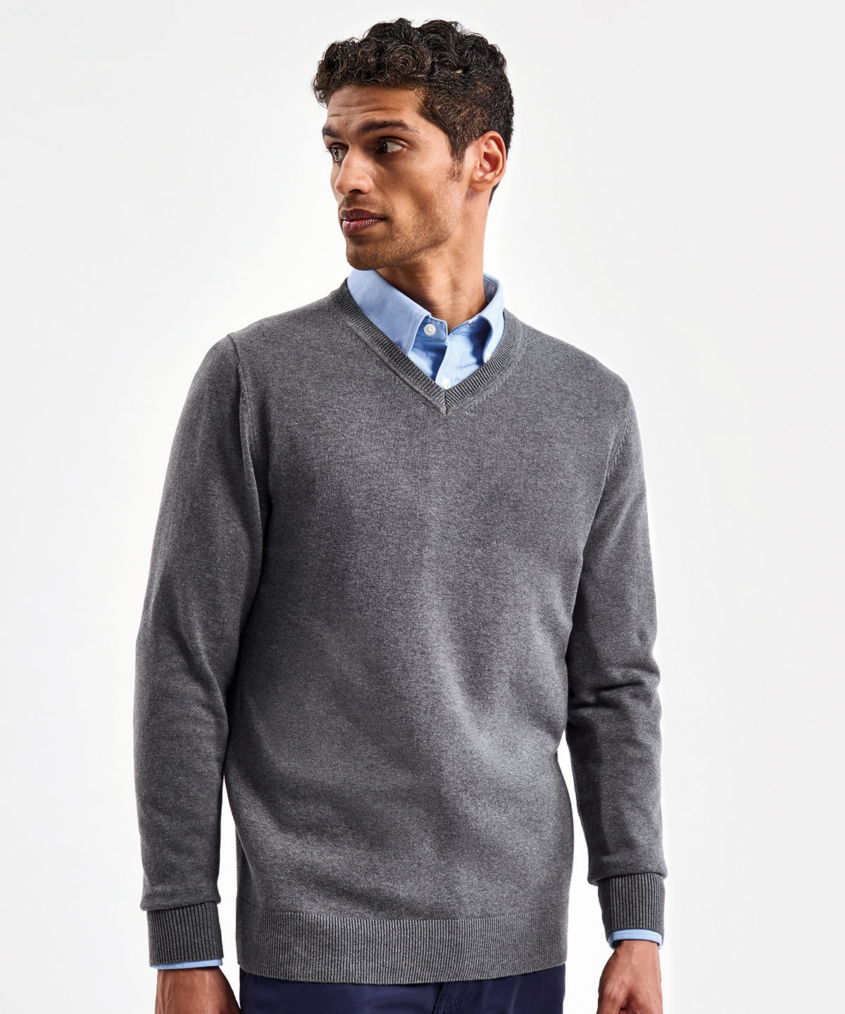 Men's cotton blend v-neck sweater