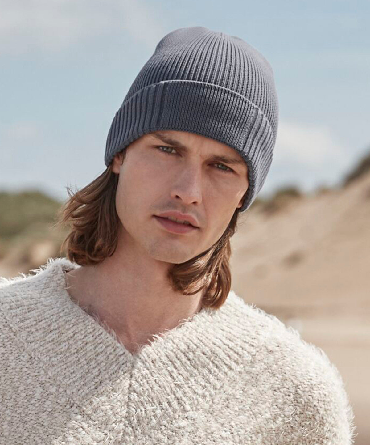 Organic cotton engineered patch beanie