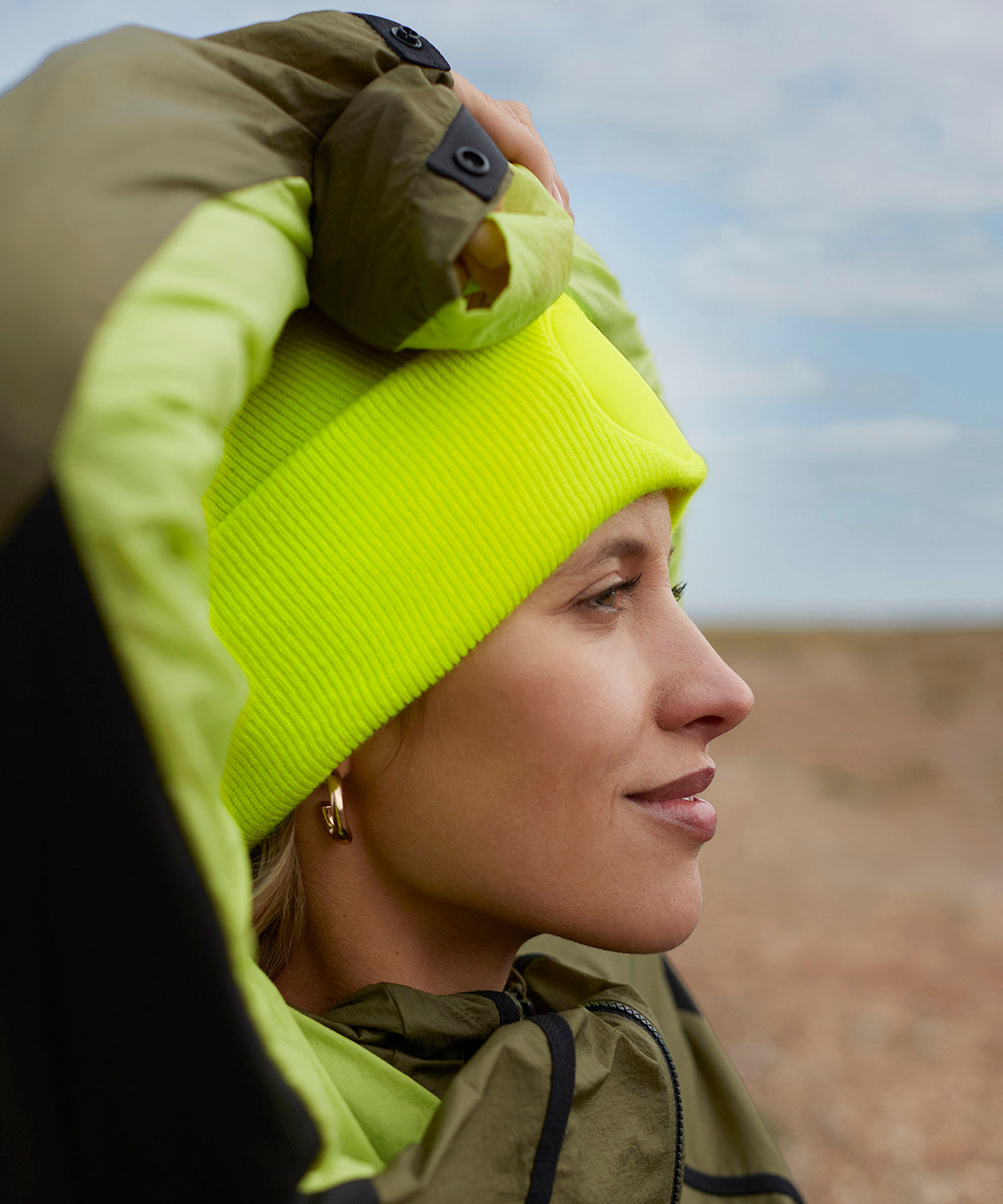 Circular patch beanie