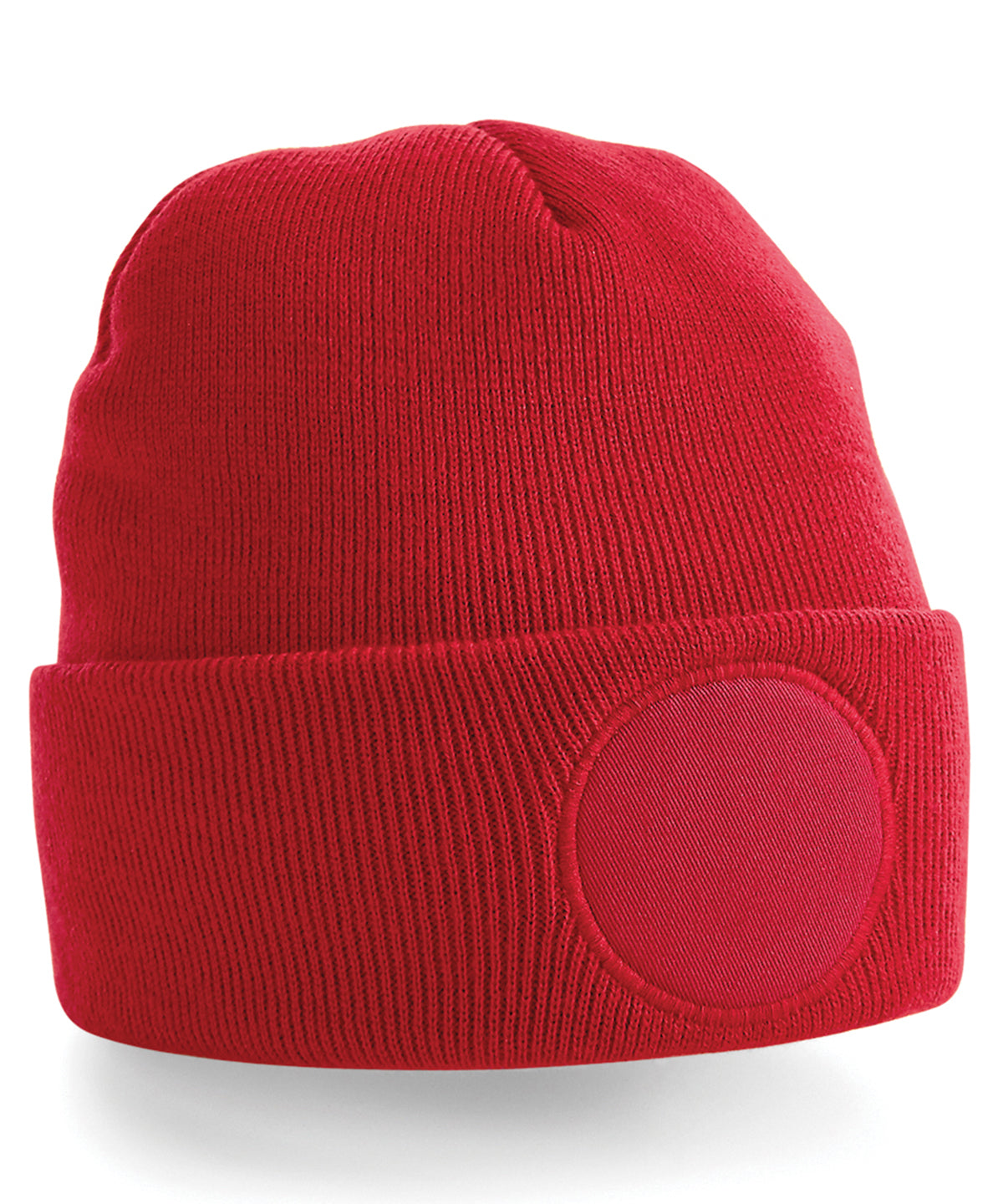 Circular patch beanie