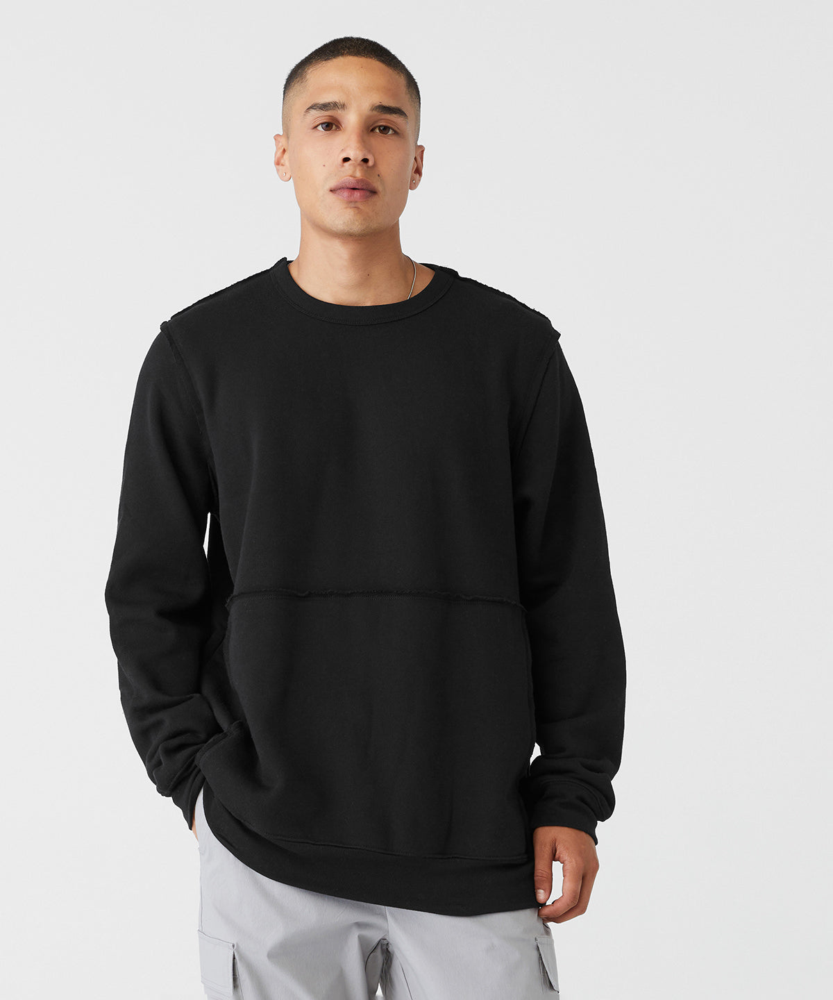 Unisex raw-seam crew pullover