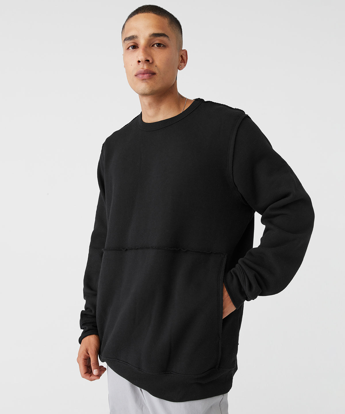 Unisex raw-seam crew pullover