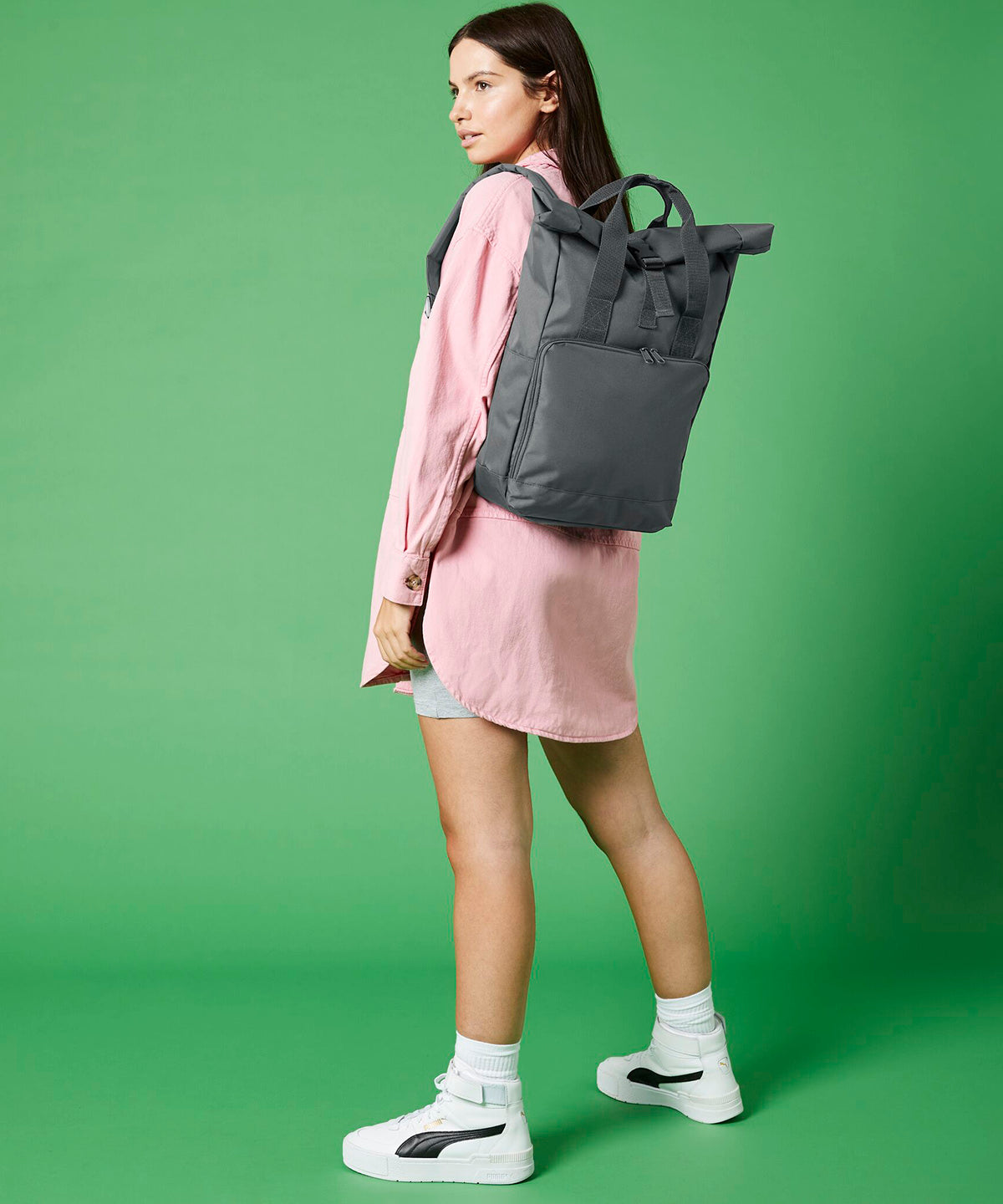 Twin handle roll-top backpack