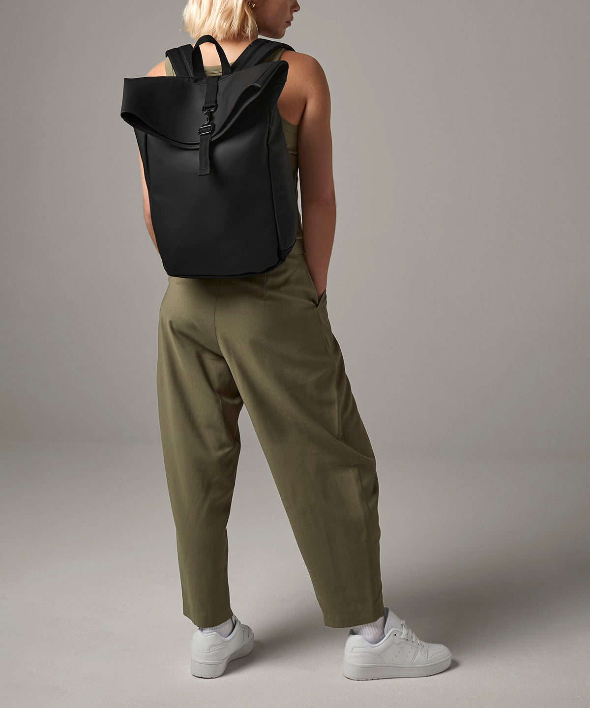 Matte PU rolltop backpack
