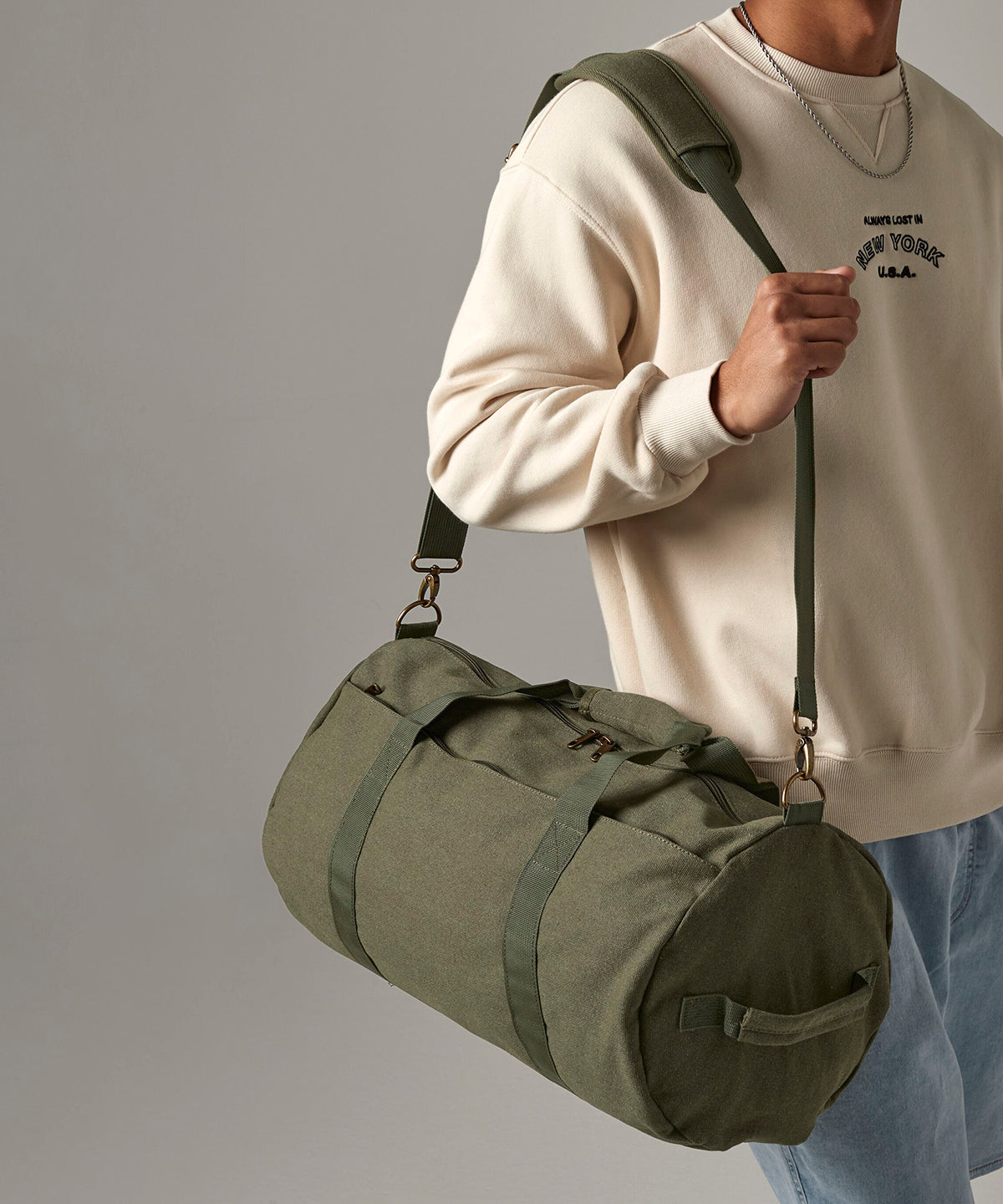 Vintage canvas barrel bag