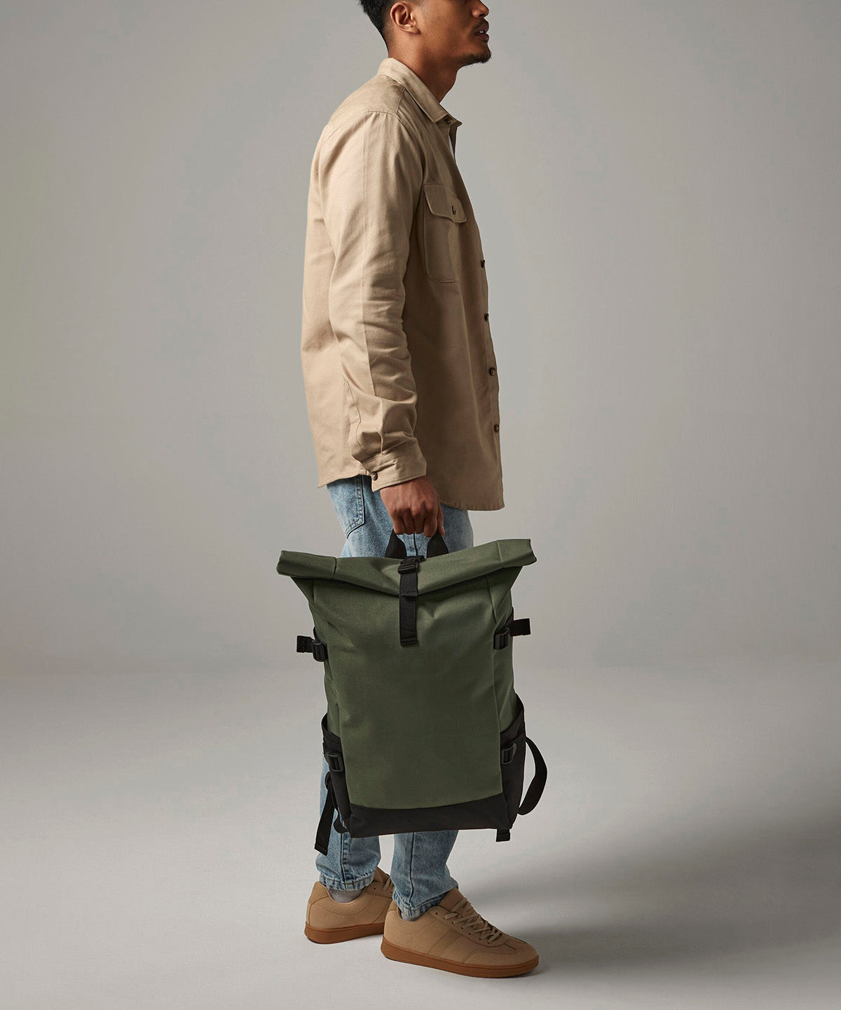 Block roll-top backpack