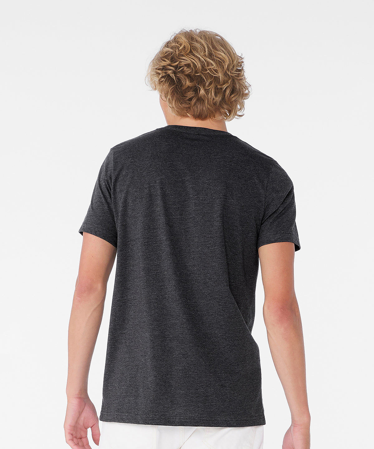 Unisex heather CVC short sleeve v-neck tee