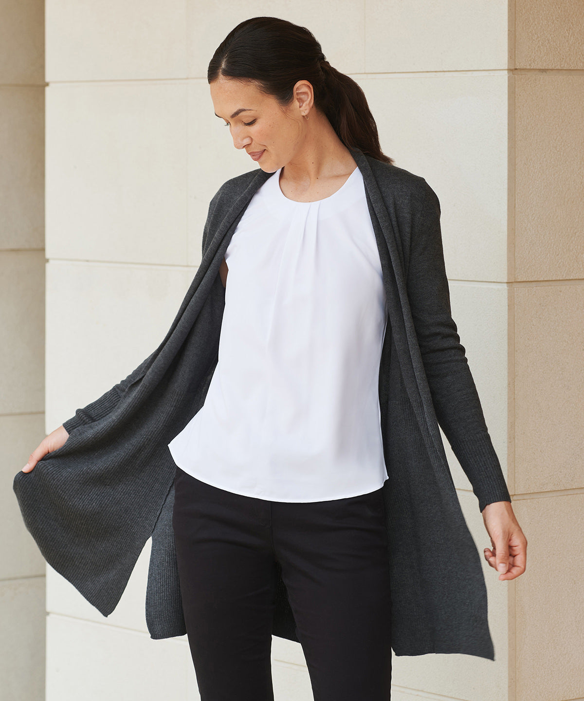 Women's longline open cardigan