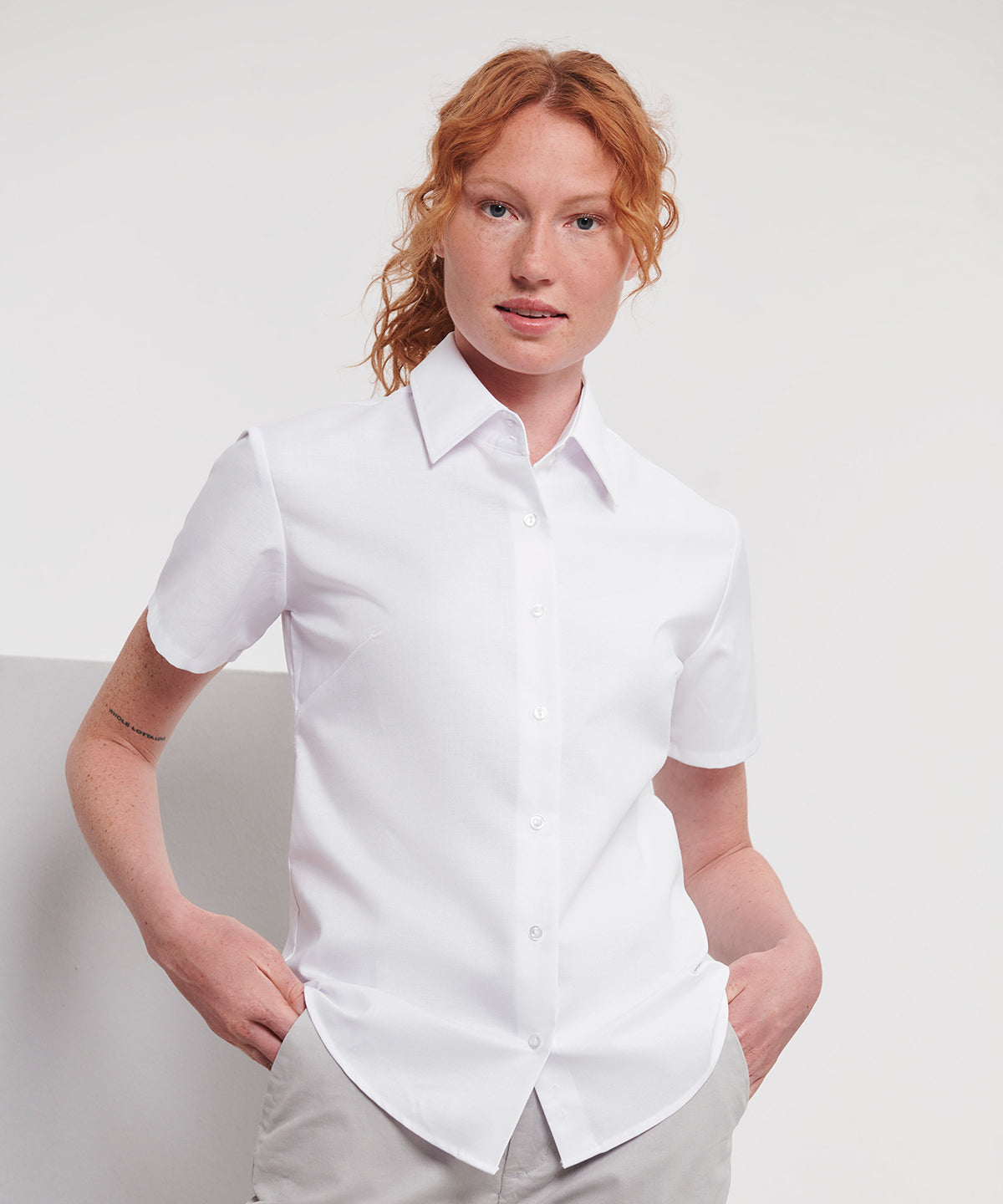 Women's short sleeve Oxford shirt