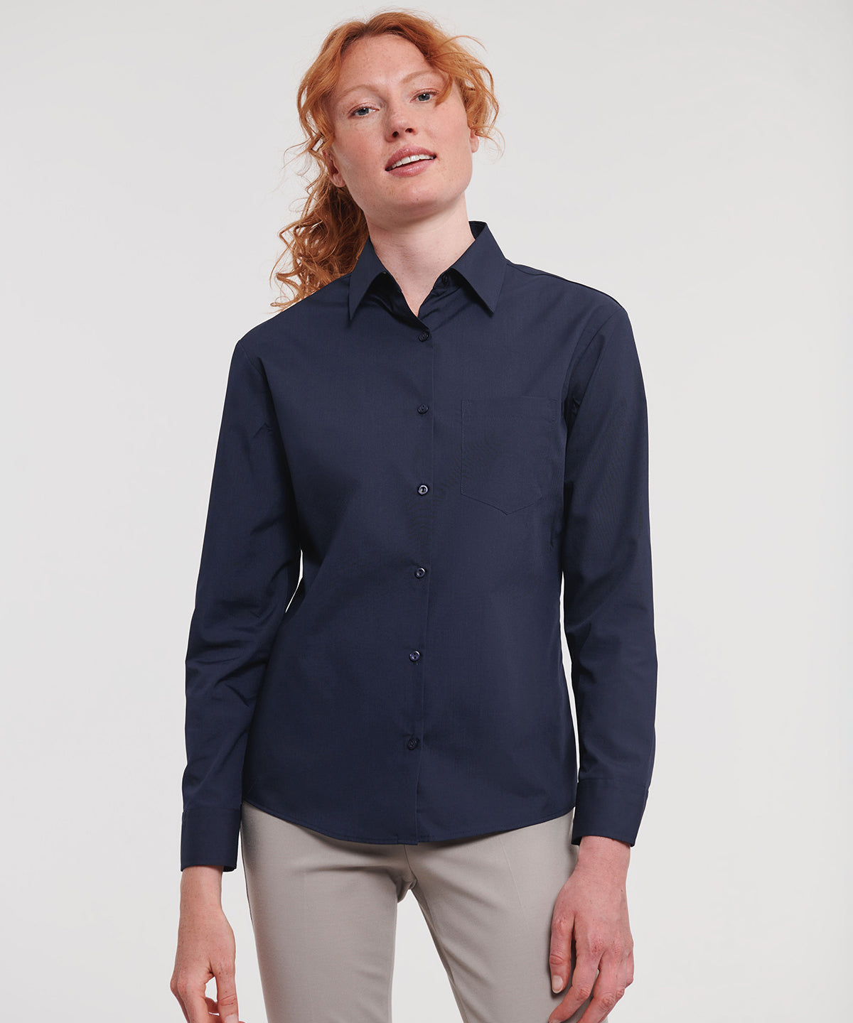 Women's long sleeve polycotton easycare poplin shirt