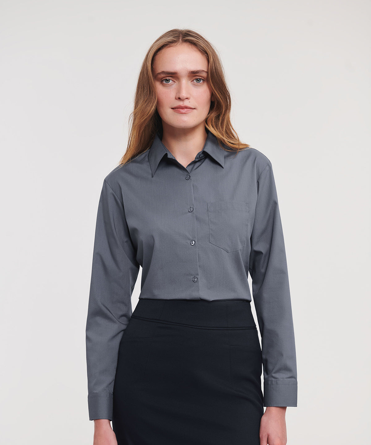 Women's long sleeve polycotton easycare poplin shirt
