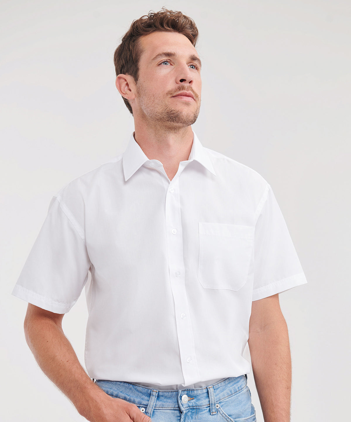 Short sleeve polycotton easycare poplin shirt