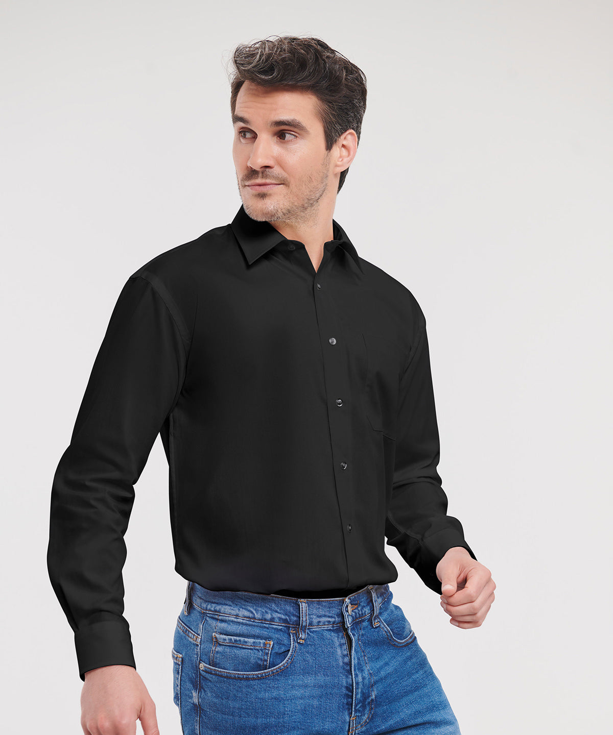 Long sleeve pure cotton easycare poplin shirt