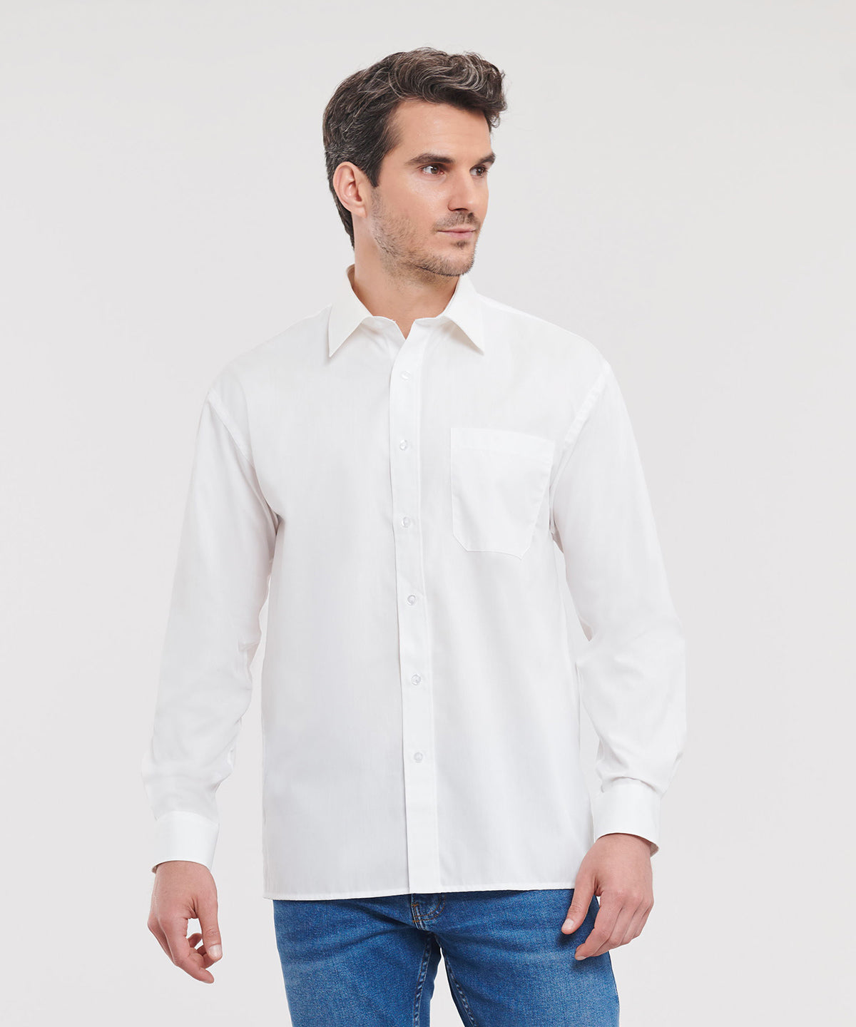 Long sleeve pure cotton easycare poplin shirt
