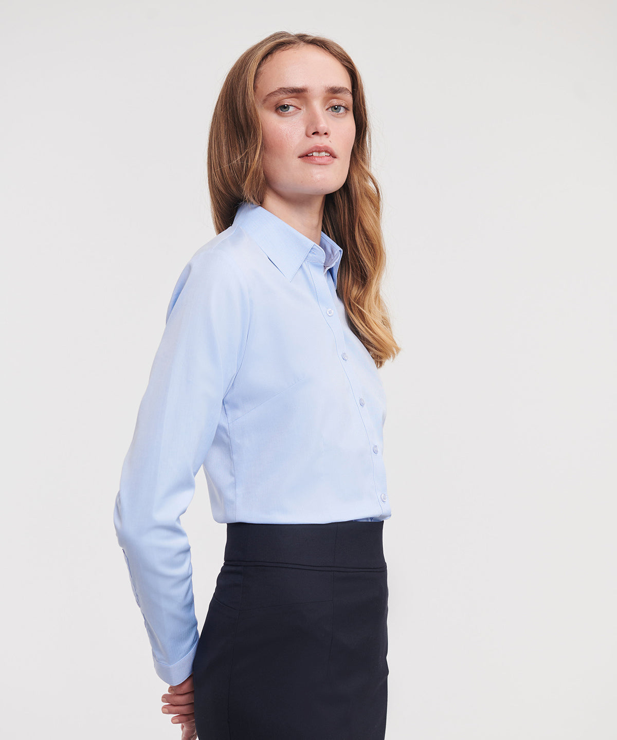 Women's long sleeve herringbone shirt