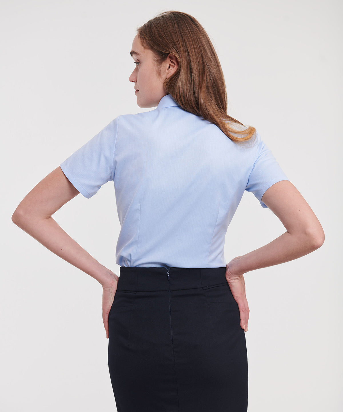 Women's short sleeve herringbone shirt