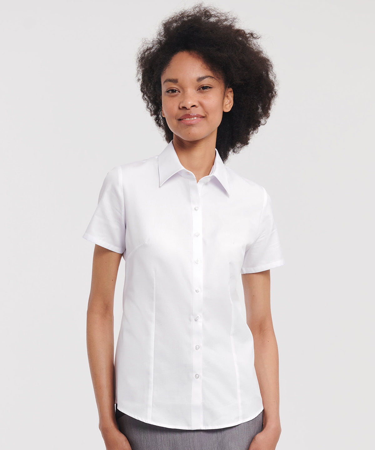 Women's short sleeve herringbone shirt