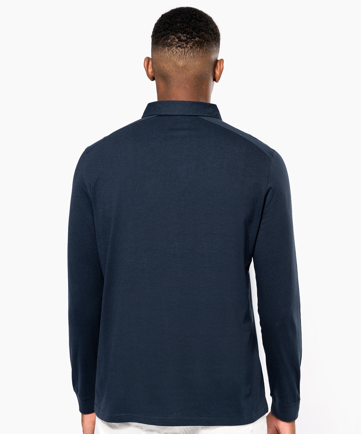 Jersey knit long sleeve polo shirt