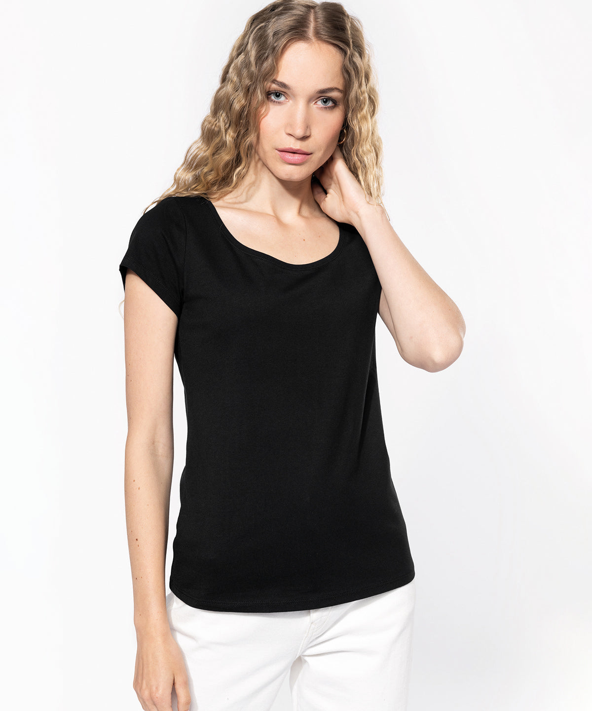 Ladies’ boat neck short-sleeved T-shirt
