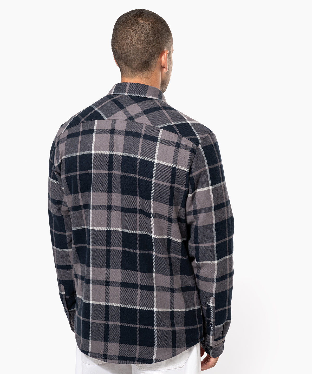 Sherpa-lined checked shirt jacket
