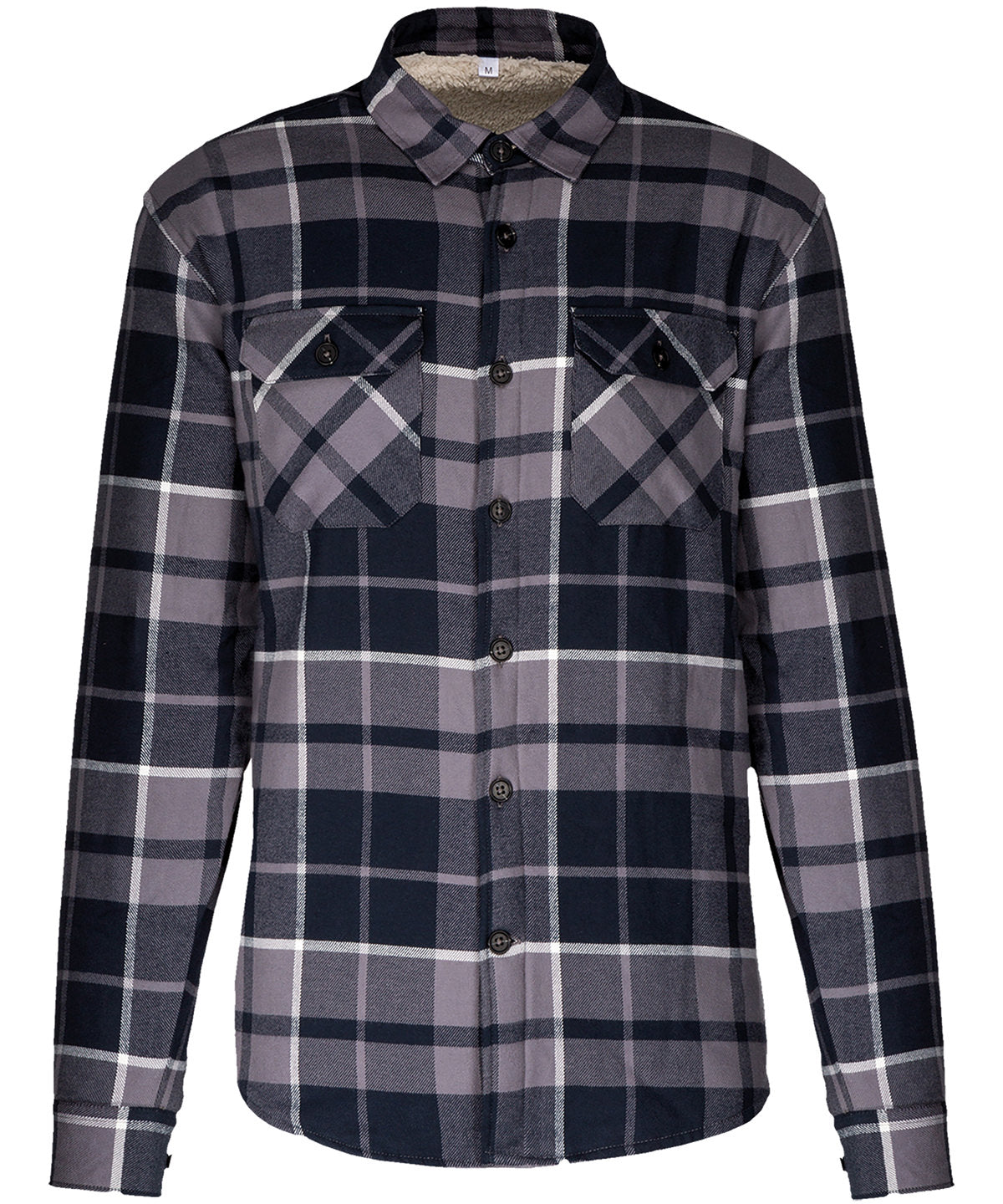 Sherpa-lined checked shirt jacket