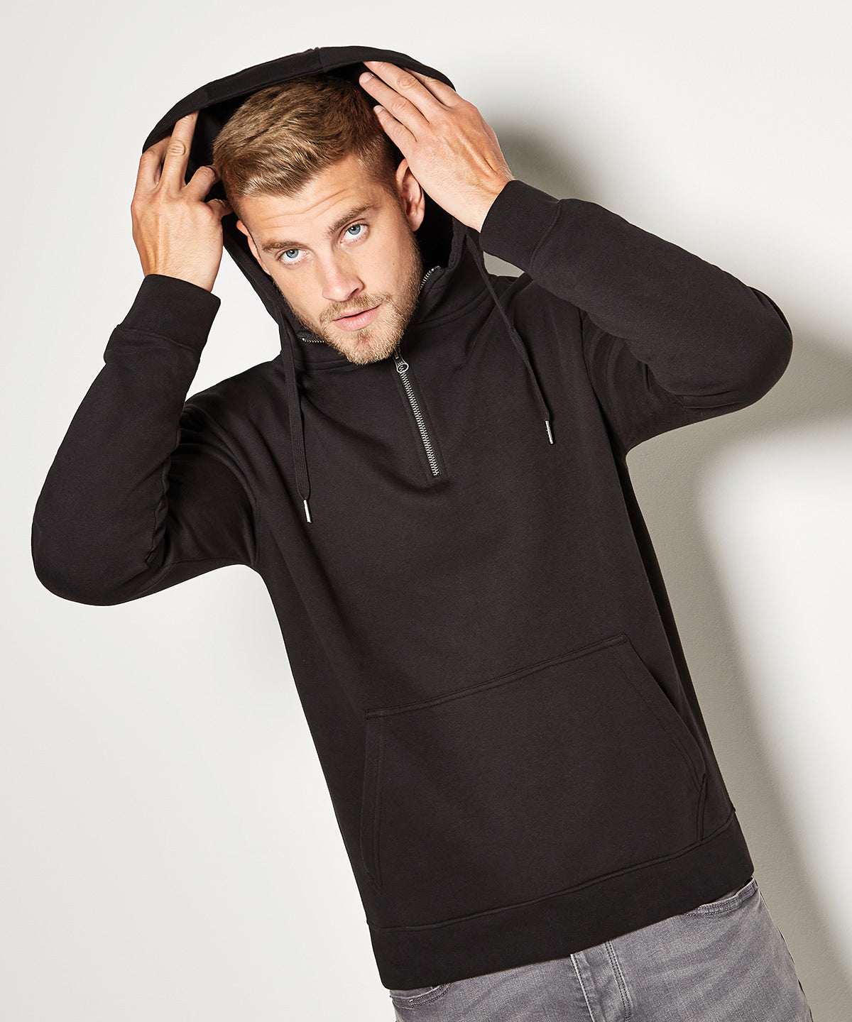 Regular fit 1/4 zip hoodie