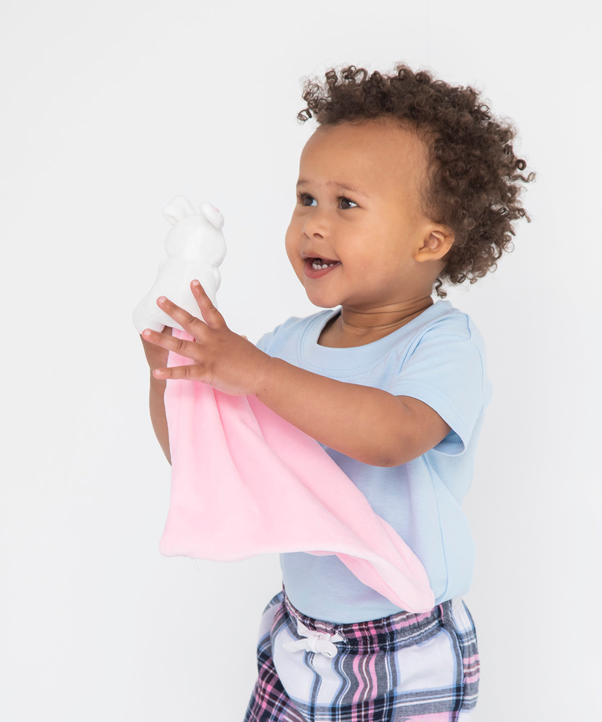 Baby animal comforter with rattle