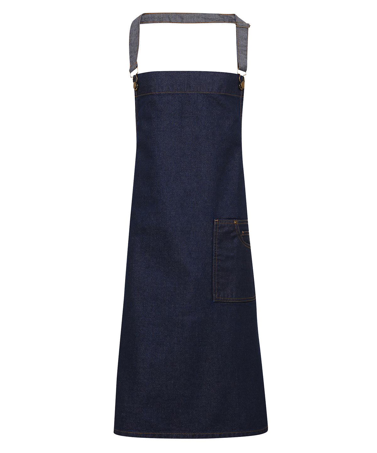 District waxed-look denim bib apron