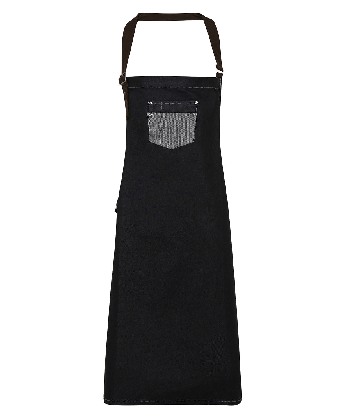 Division waxed-look denim bib apron with faux leather