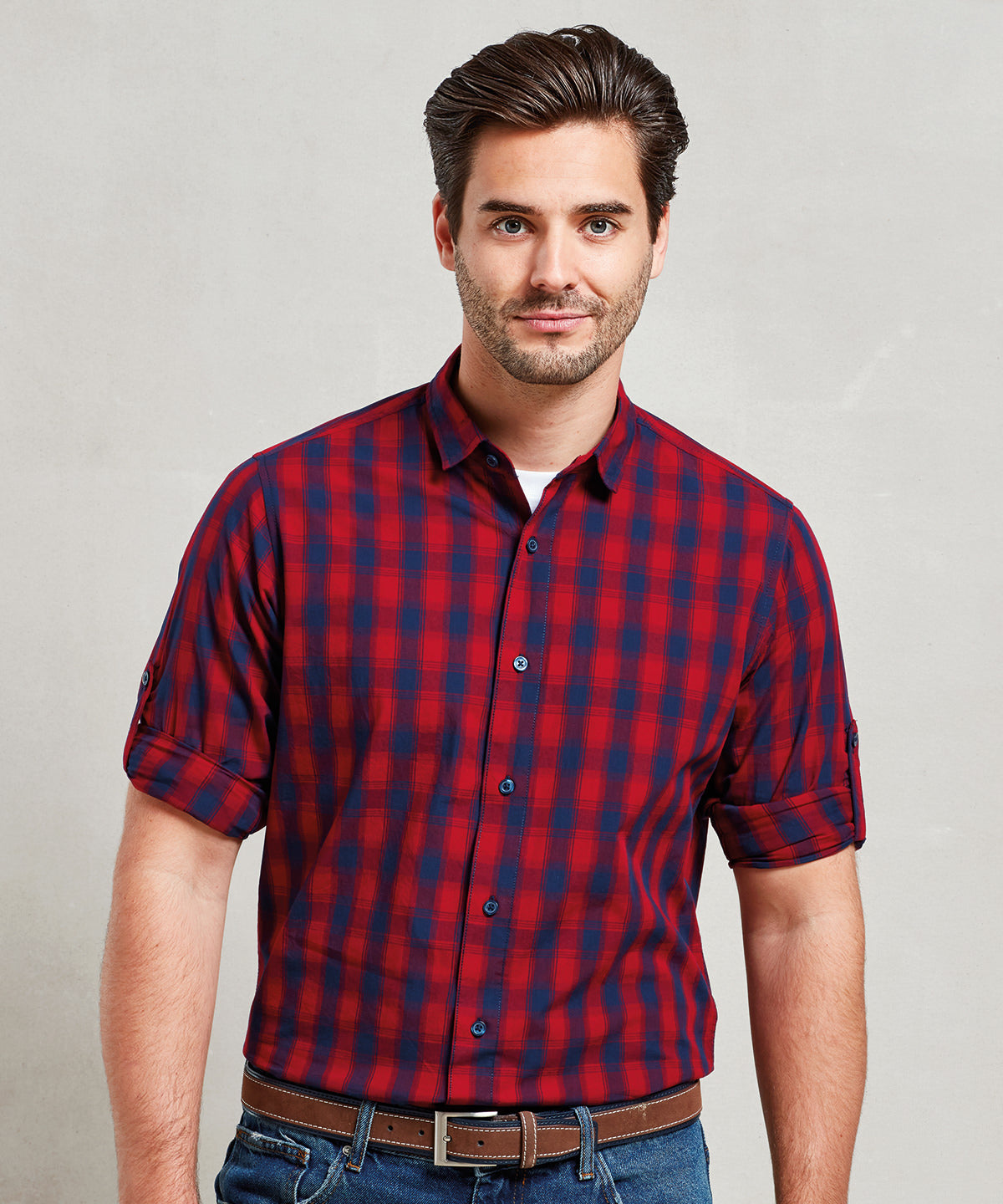 Mulligan check cotton long sleeve shirt
