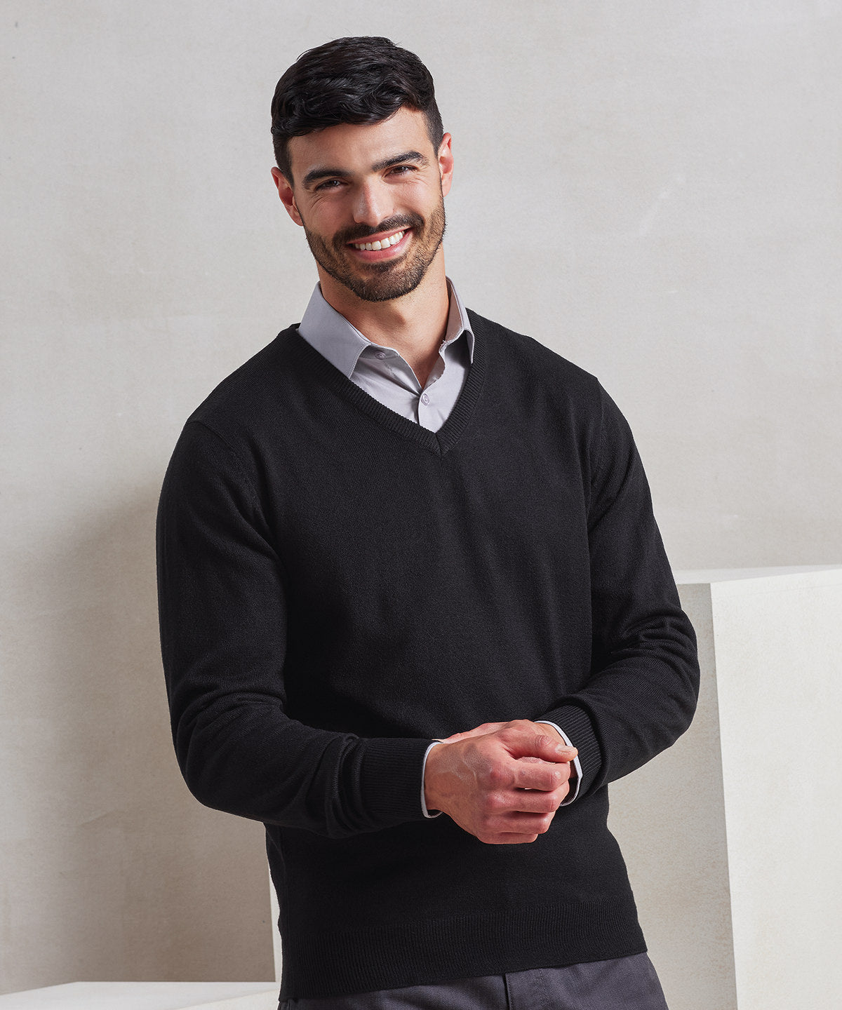 'Essential' acrylic v-neck sweater