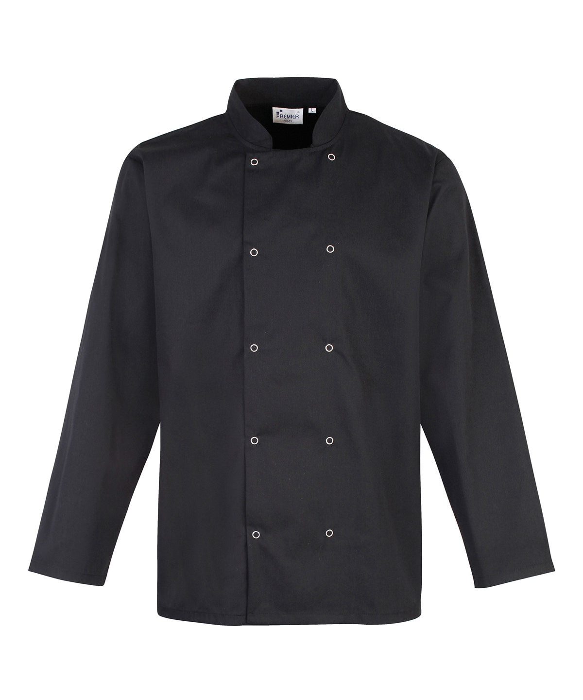 Studded front long sleeve chef's jacket