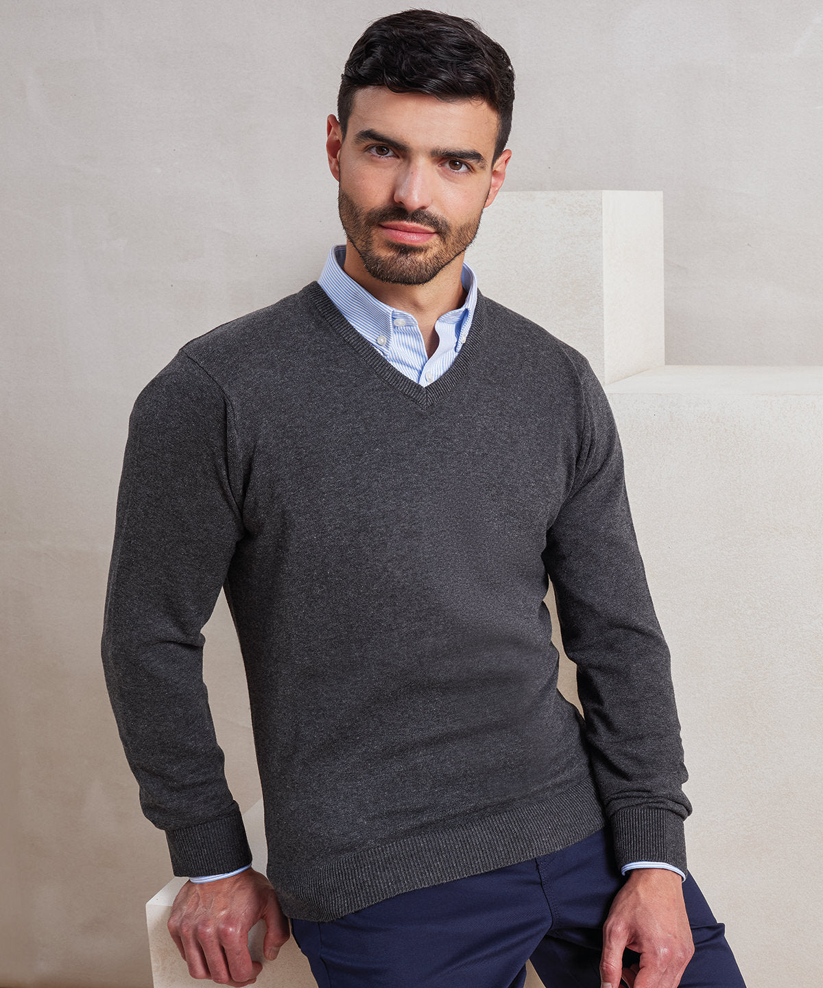 V-neck knitted sweater