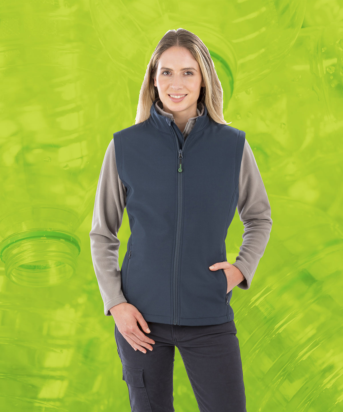 Women's recycled 2-layer printable softshell bodywarmer