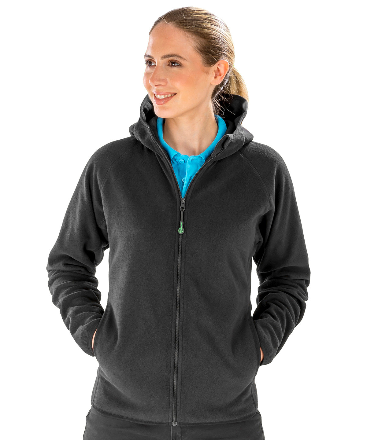 Recycled hooded microfleece jacket