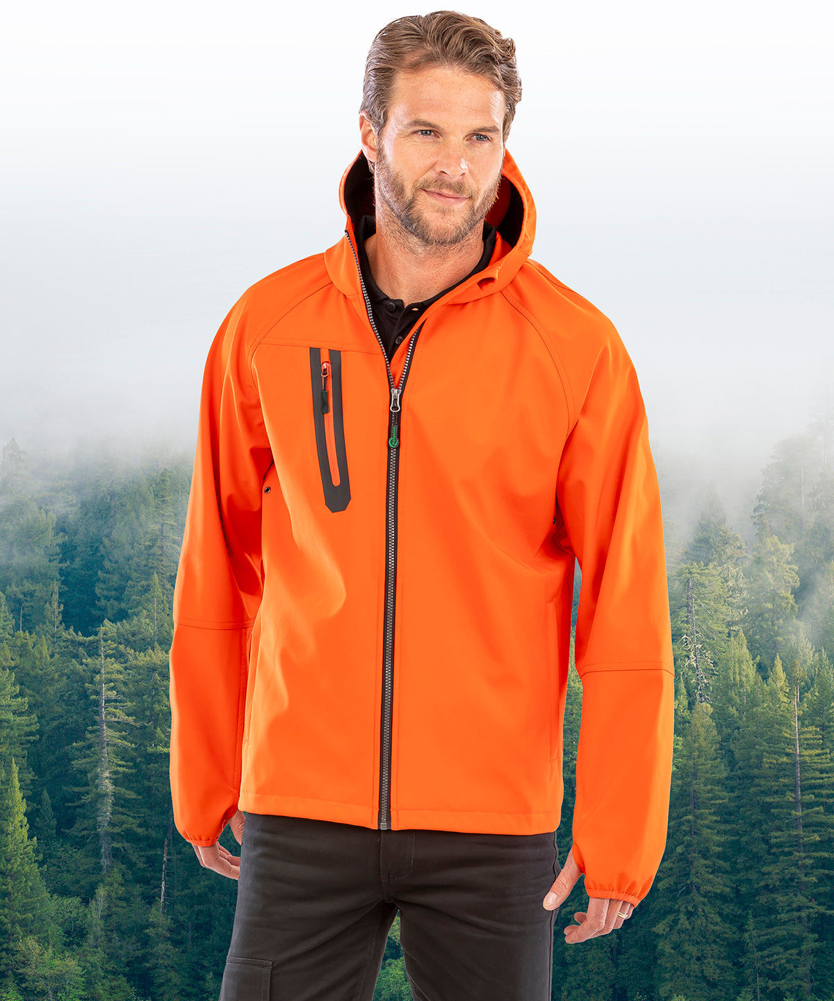 3-layer recycled printable casual hooded softshell