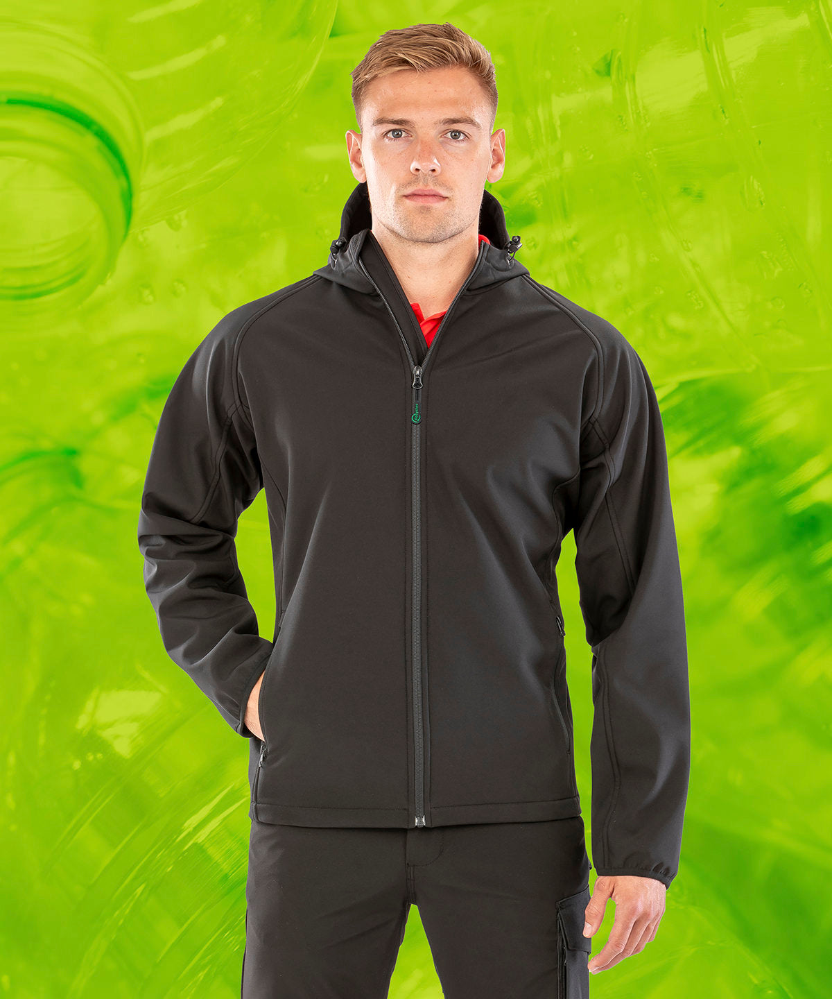 Recycled 3-layer printable hooded softshell