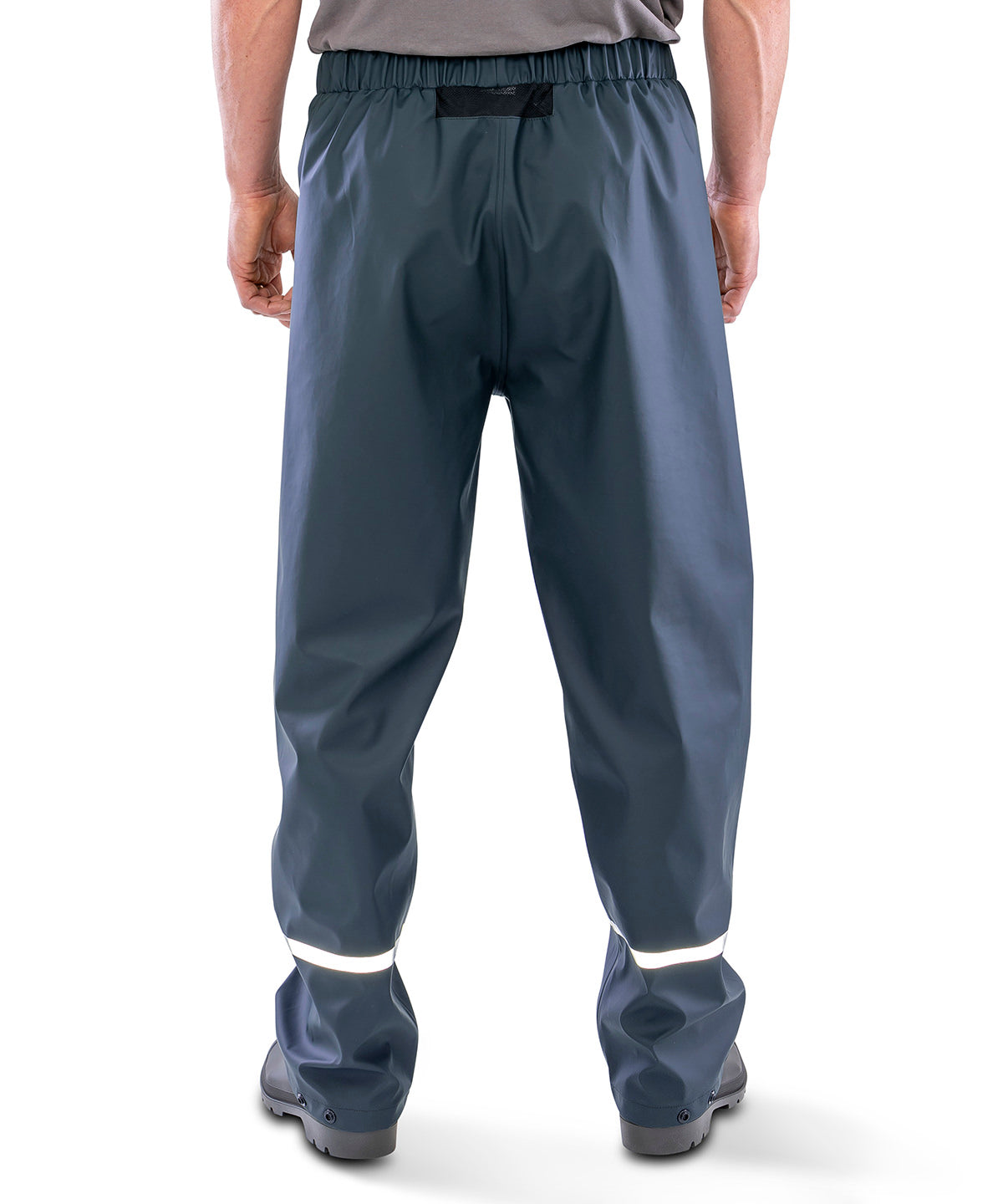 Prism PU waterproof trousers with reflective bands and recycled backing
