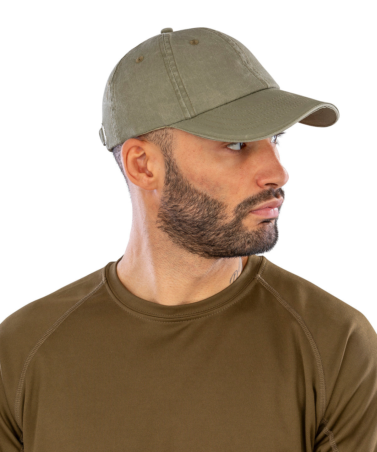 Washed fine line cotton cap with sandwich peak