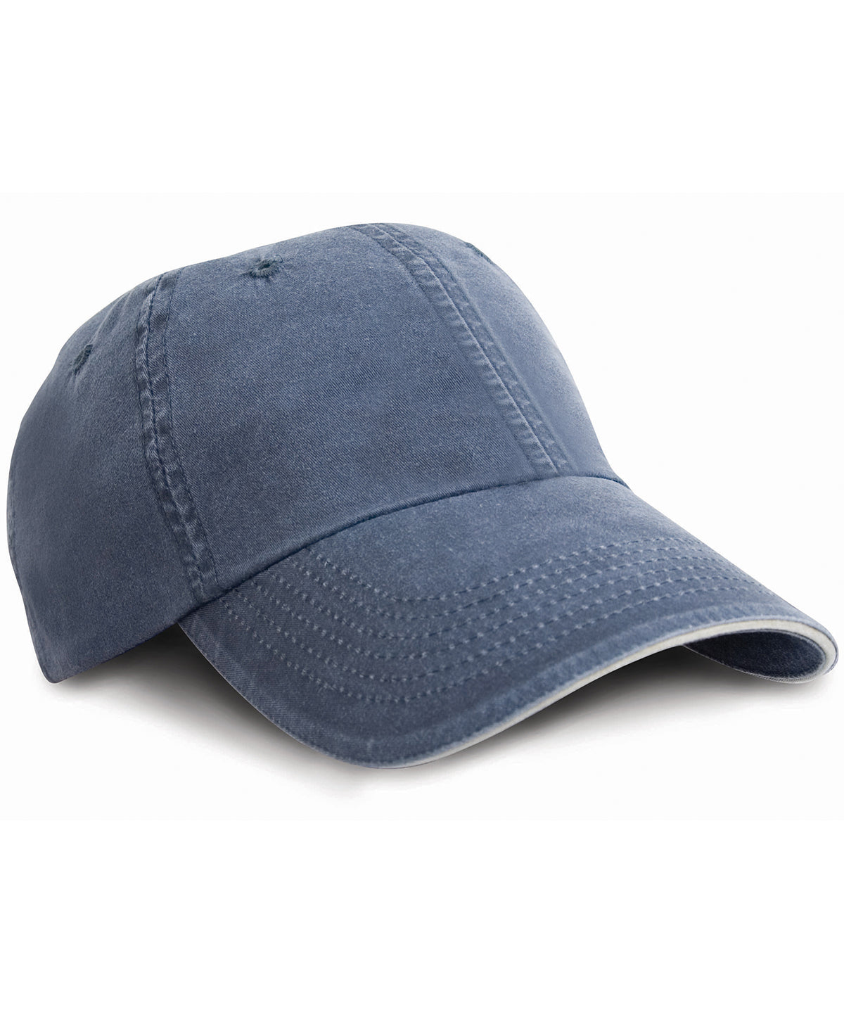 Washed fine line cotton cap with sandwich peak