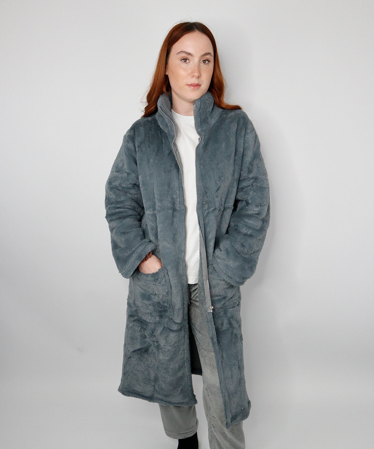 Luxury eskimo faux fur zipped gown