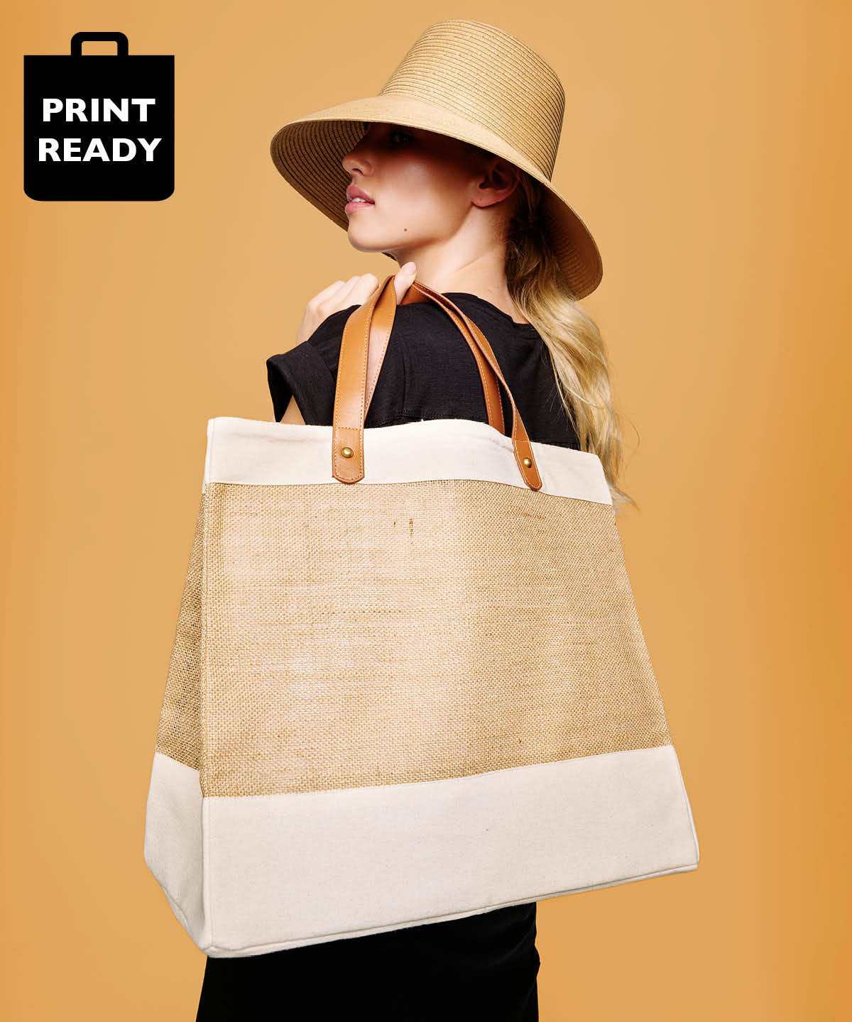 Adley jute with faux leather tote