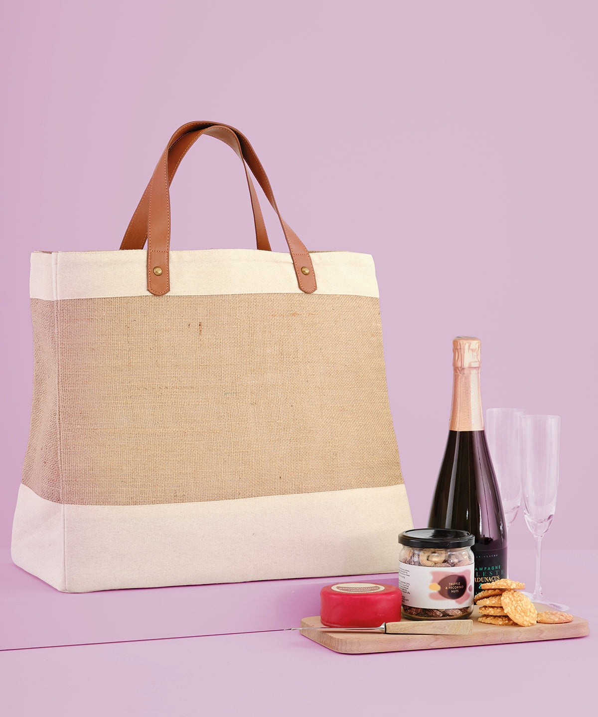 Adley jute with faux leather tote