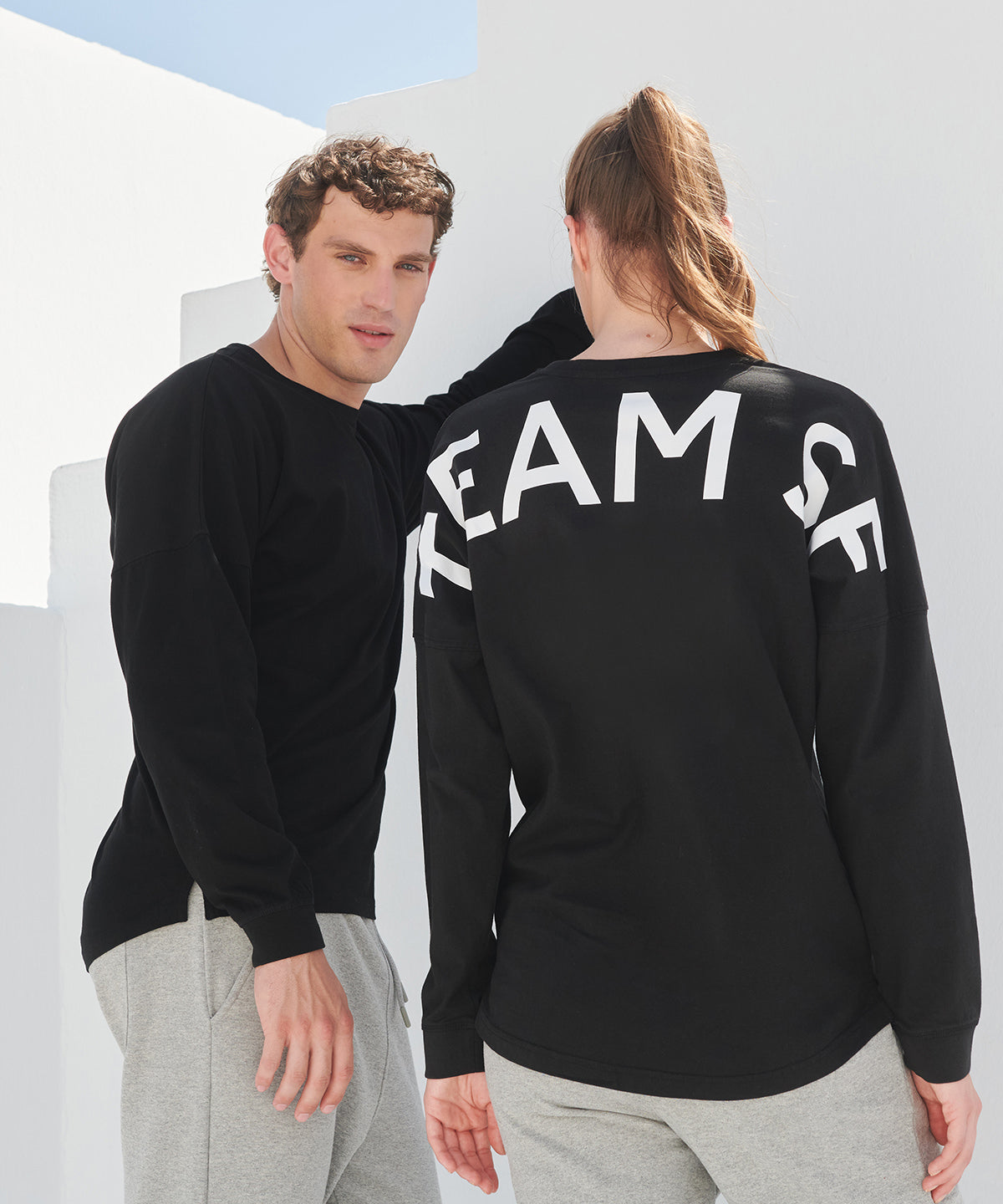 Unisex drop shoulder slogan top