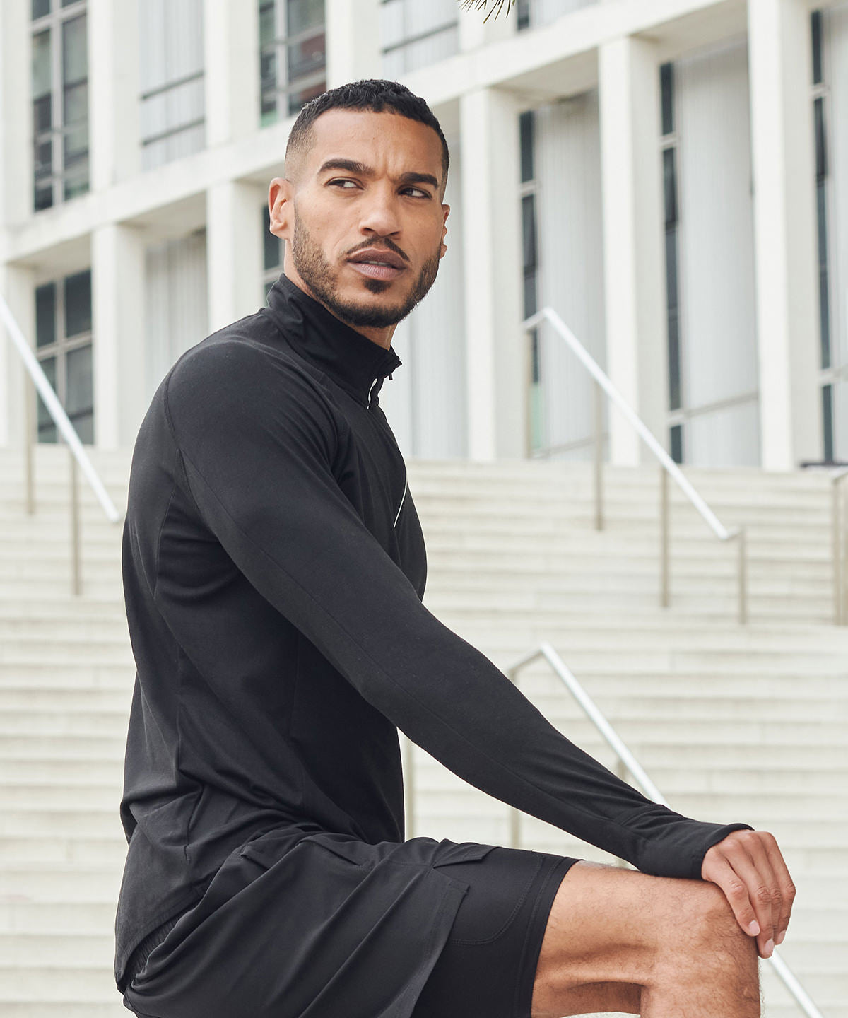 Long-sleeved ¼ zip top