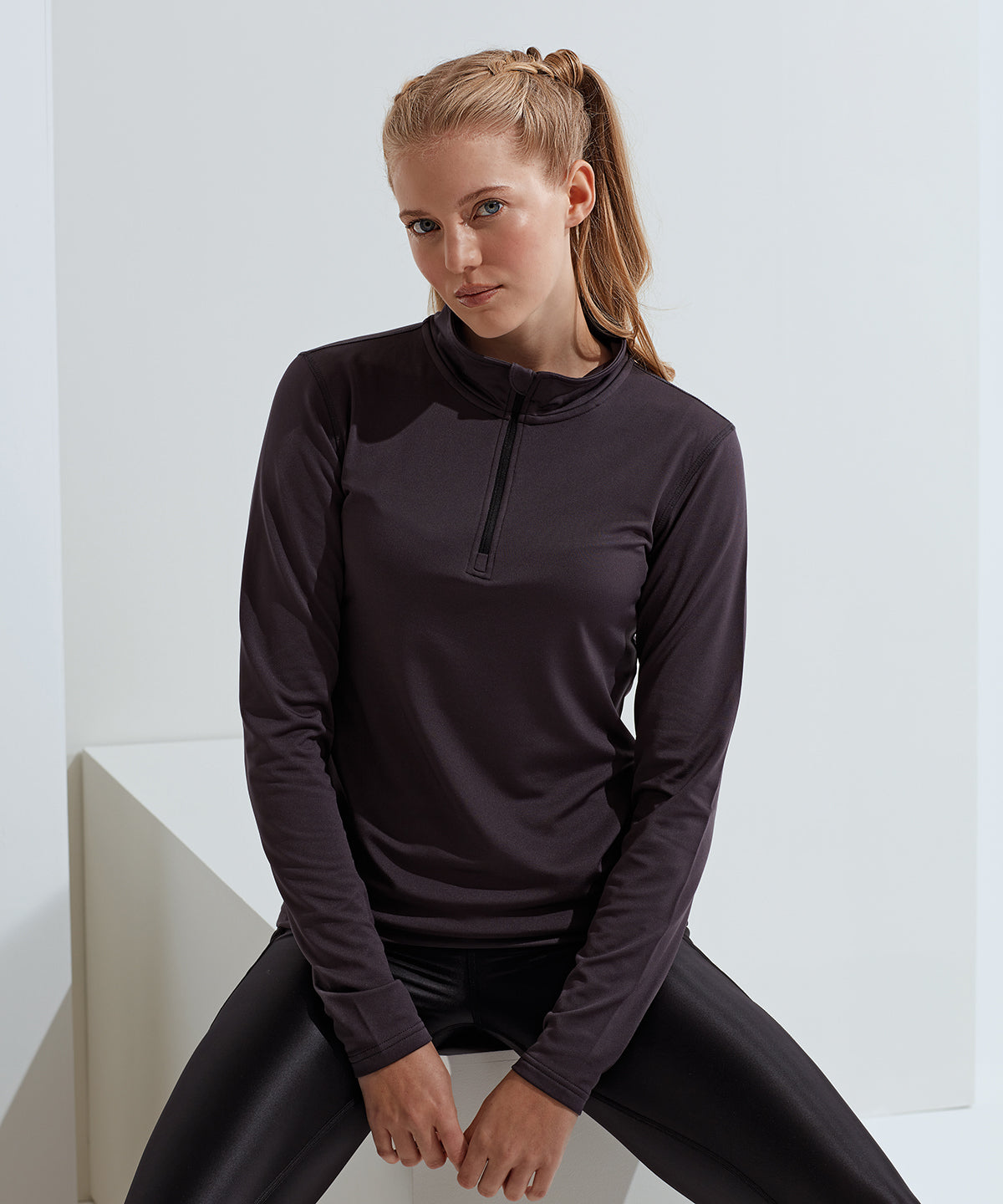 Women’s TriDri® recycled long sleeve brushed back ¼ zip top