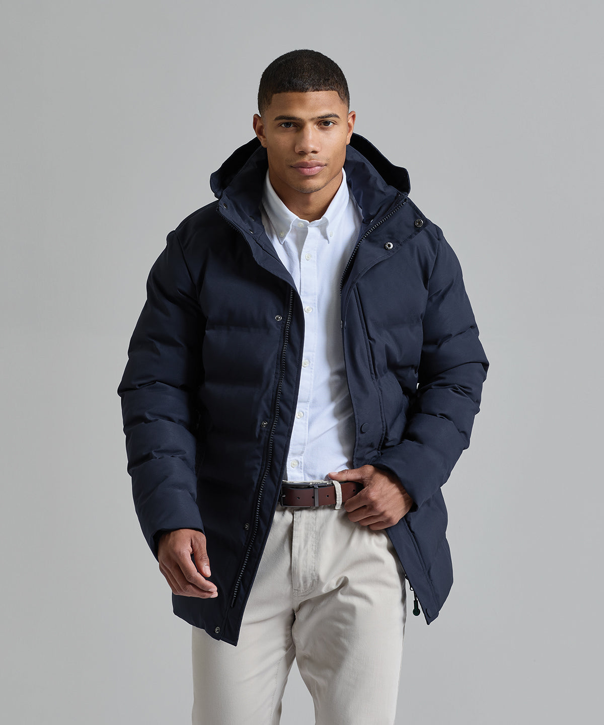 Recycled bonded longline padded jacket
