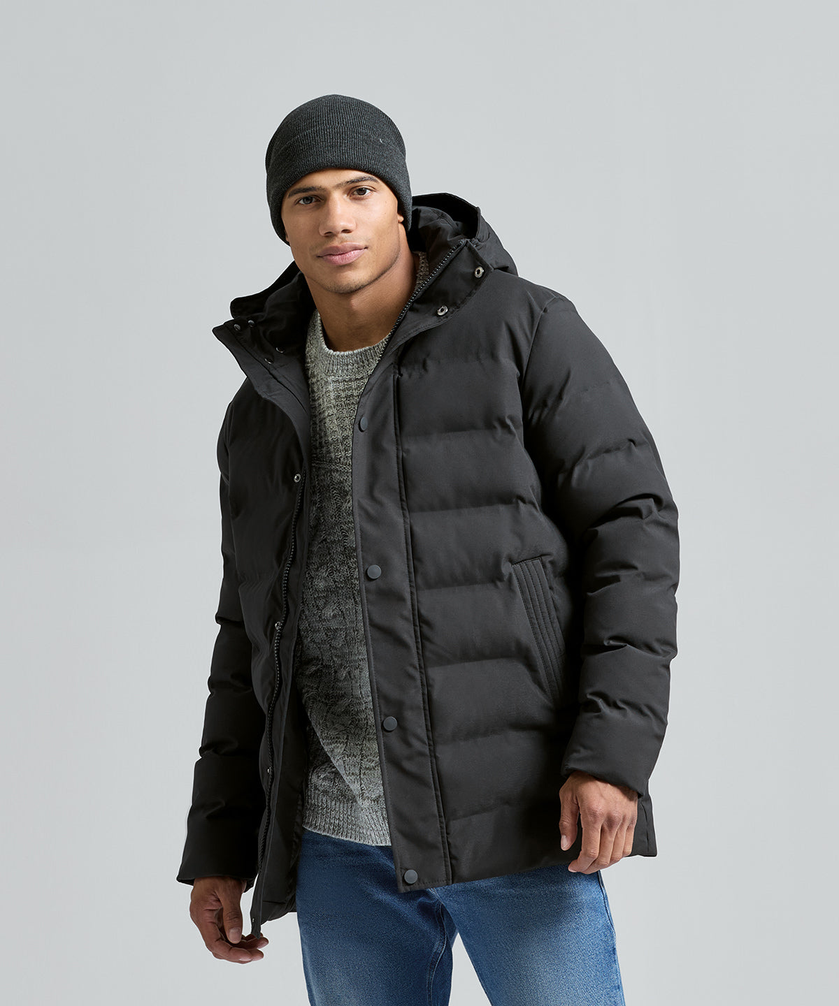 Recycled bonded longline padded jacket