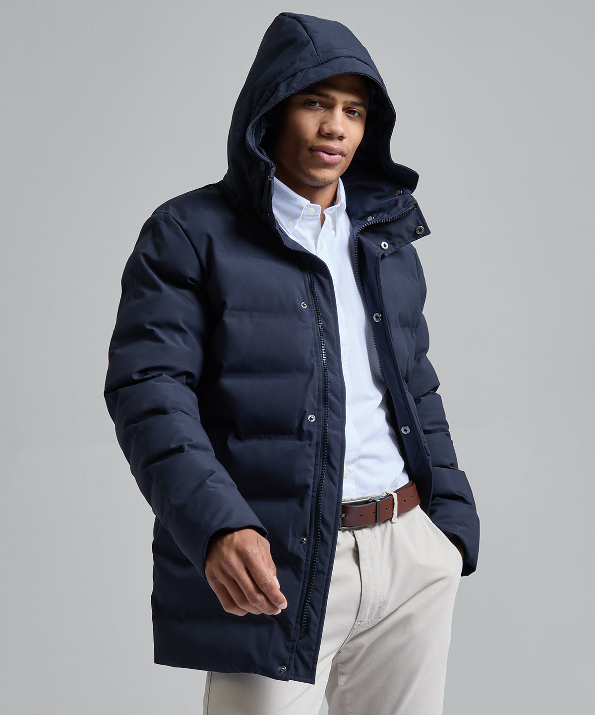 Recycled bonded longline padded jacket