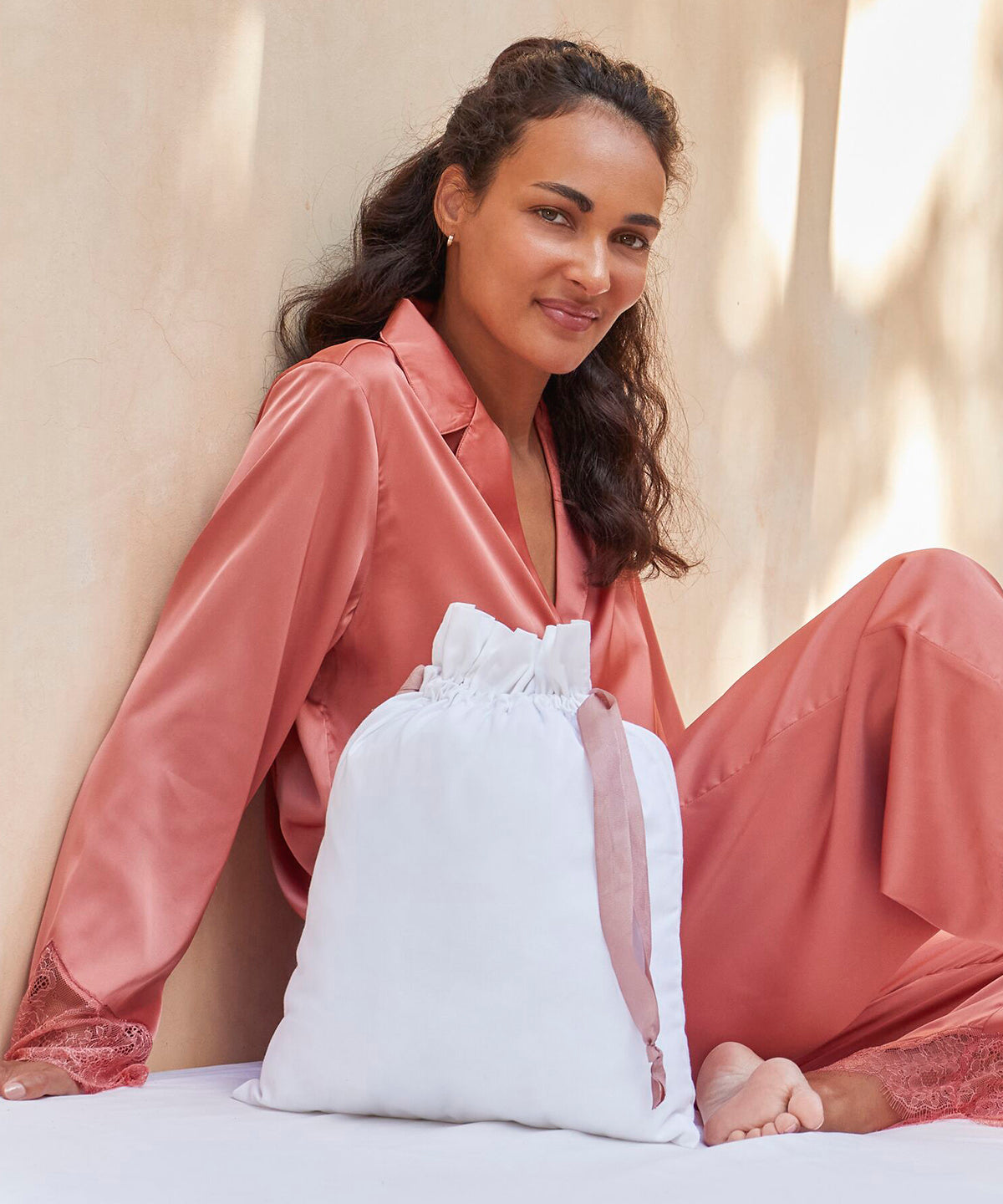 Cotton gift bag with ribbon drawstring